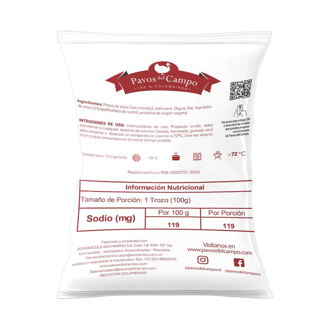 Ala Trozada de Pavo Pavos del Campo