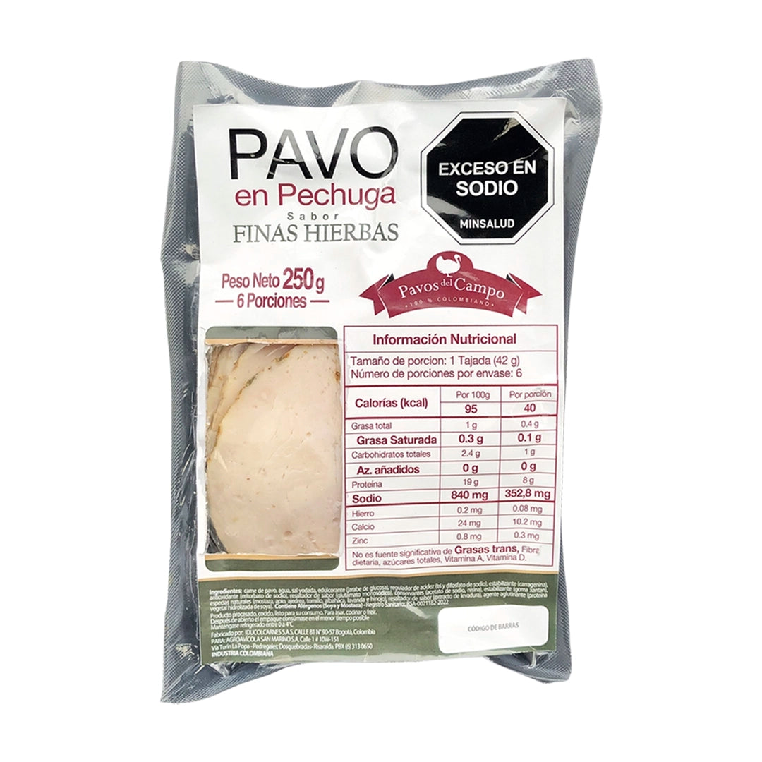 Pechuga de Pavo Saborizada en Finas Hierbas Pavos del Campo