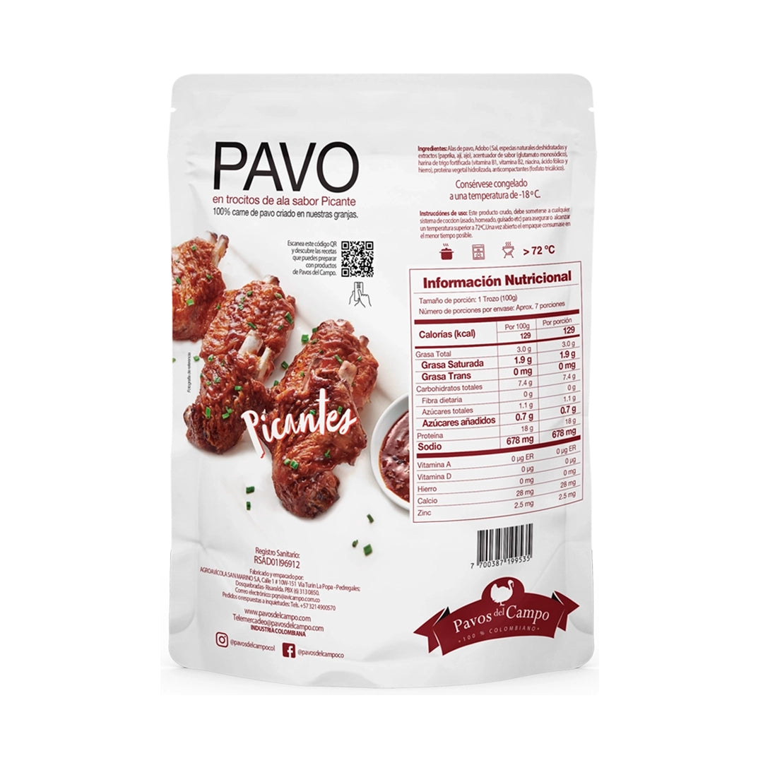 Trocitos de Ala en Salsa Picante Pavos del Campo