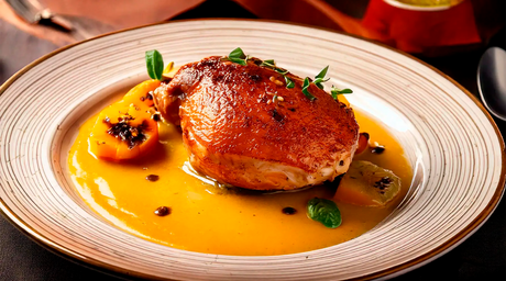 Contramuslo de Pavo al Horno con Salsa de Maracuyá