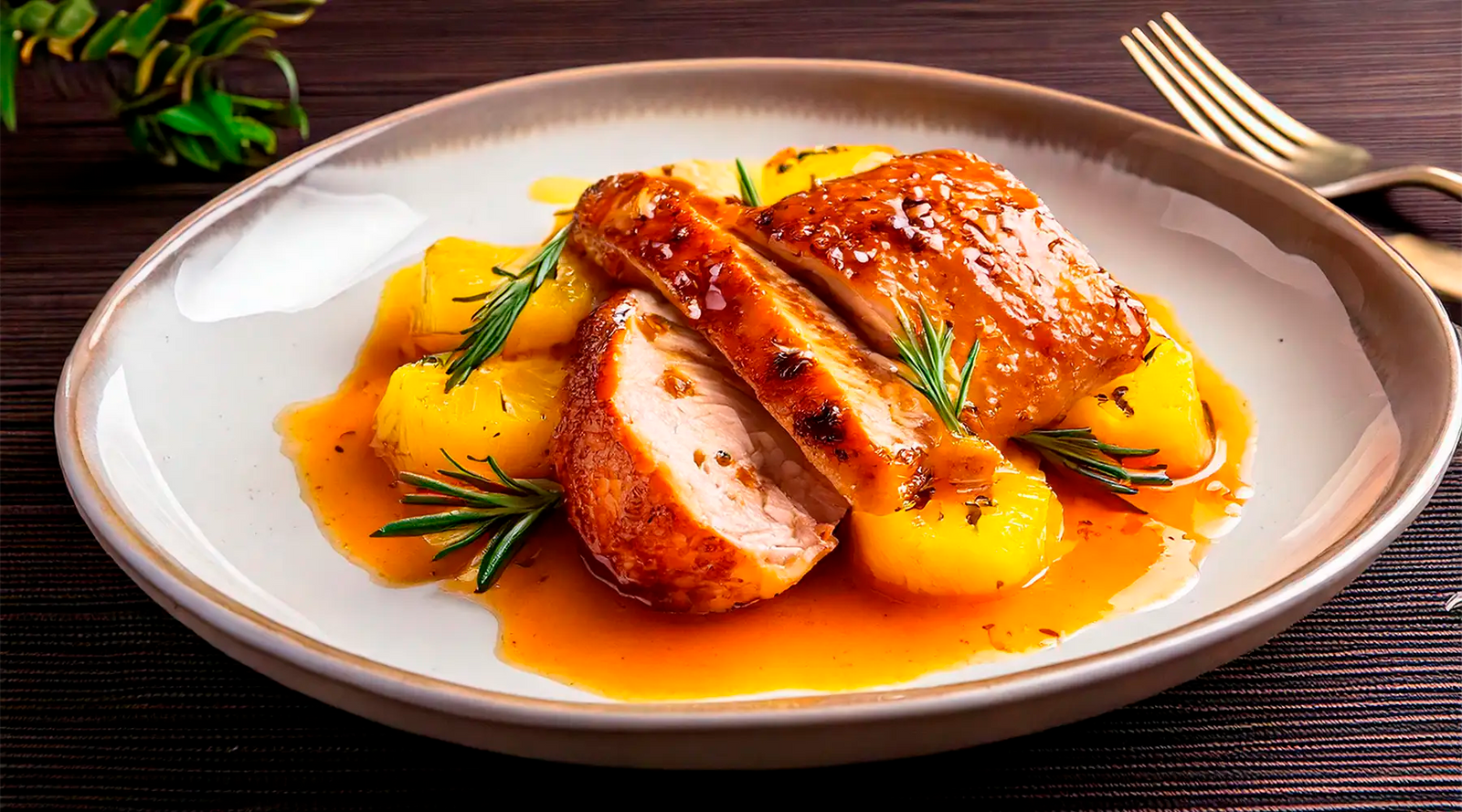 Filetes de Pechuga de Pavo en Salsa de Piña