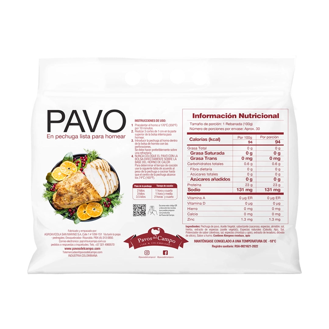 Pechuga de Pavo Lista para Hornear Pavos del Campo